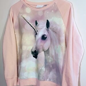 Place Girl's Shimmery Soft Pink Unicorn Crewneck Sweatshirt Size 16 / XXL
